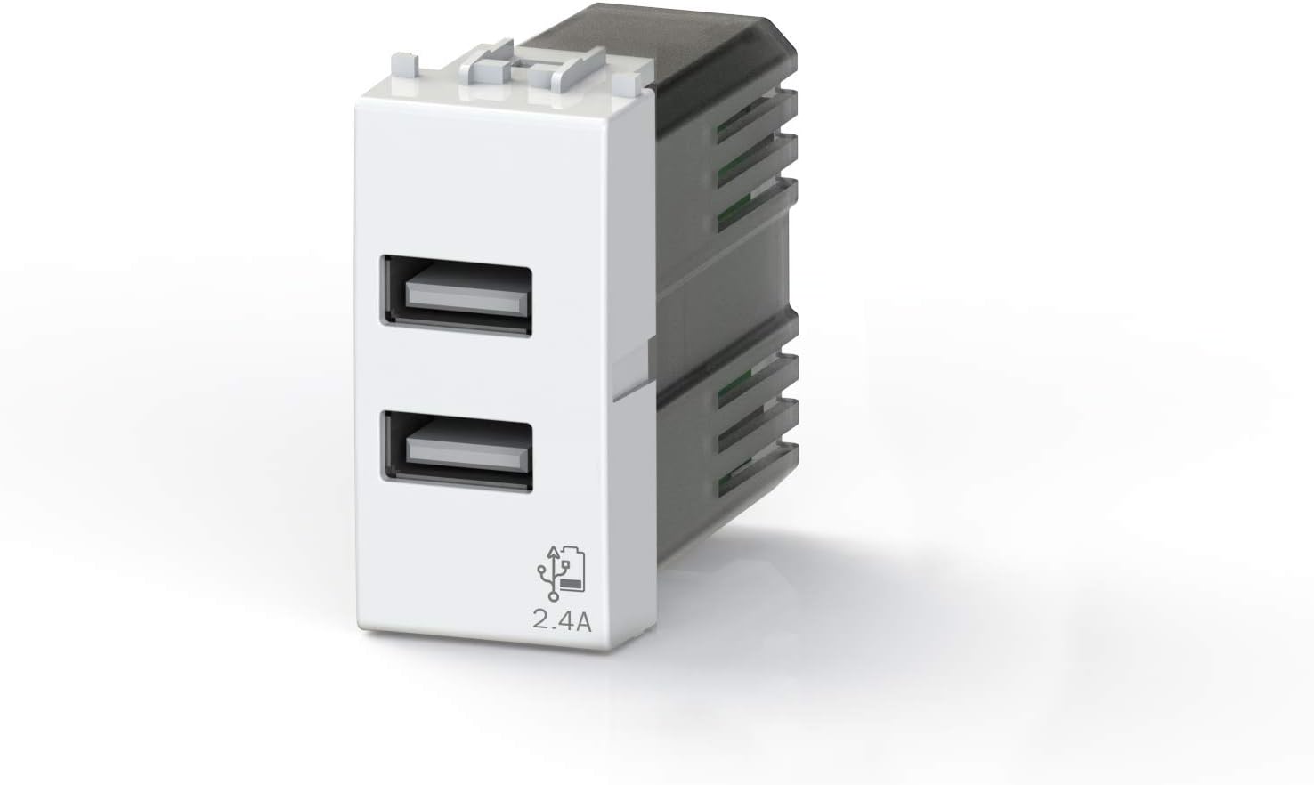 USB Wall Socket 2.4 Ampere, Compatible with Vimar Plana, White - Image 3