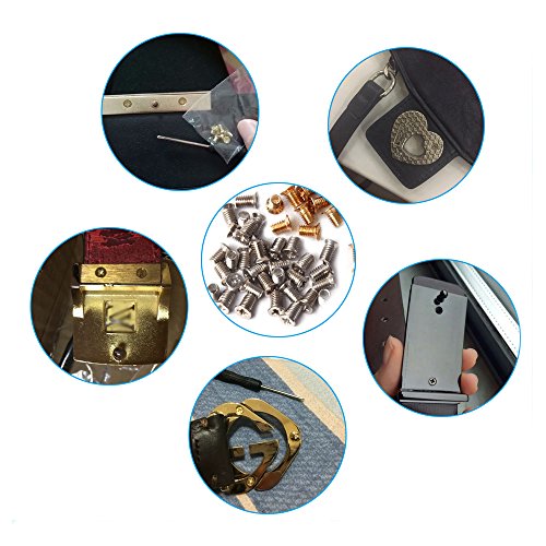 Countersunk Flat Head Phillips Recess Screws Leather Accessories for Belt Buckle Repair Includes Screwdriver 10 Pieces.(Silver) - Thumbnail 4