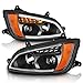 AmeriLite Projector Replacement Headlights LED Bar Turn Signal Set for Kenworth T660 (Pair) (G1 Black)