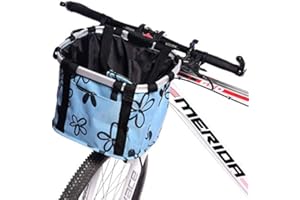 GLE2016 Bike Basket, Foldable Small Pet Cat Dog Carrier Front Removable Bicycle Handlebar Basket Quick Release Easy Install D