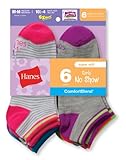 Hanes Girls` Fashion ComfortBlend® No Show Socks 6-Pack