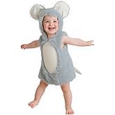 UQJE Baby Rat Costume Furry Kids Mouse Costume Halloween Cute Plush Mice Dress Up Toddler Animal Costumes
