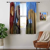 ZhiHdecor Curtains and Drapes Lion King Printed Kids Nursery Curtain