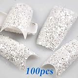 redbird2012 100pcs Glitter White Twinkle Slice Fashion False French Acrylic Nail Tips New by TOOGOO(R)
