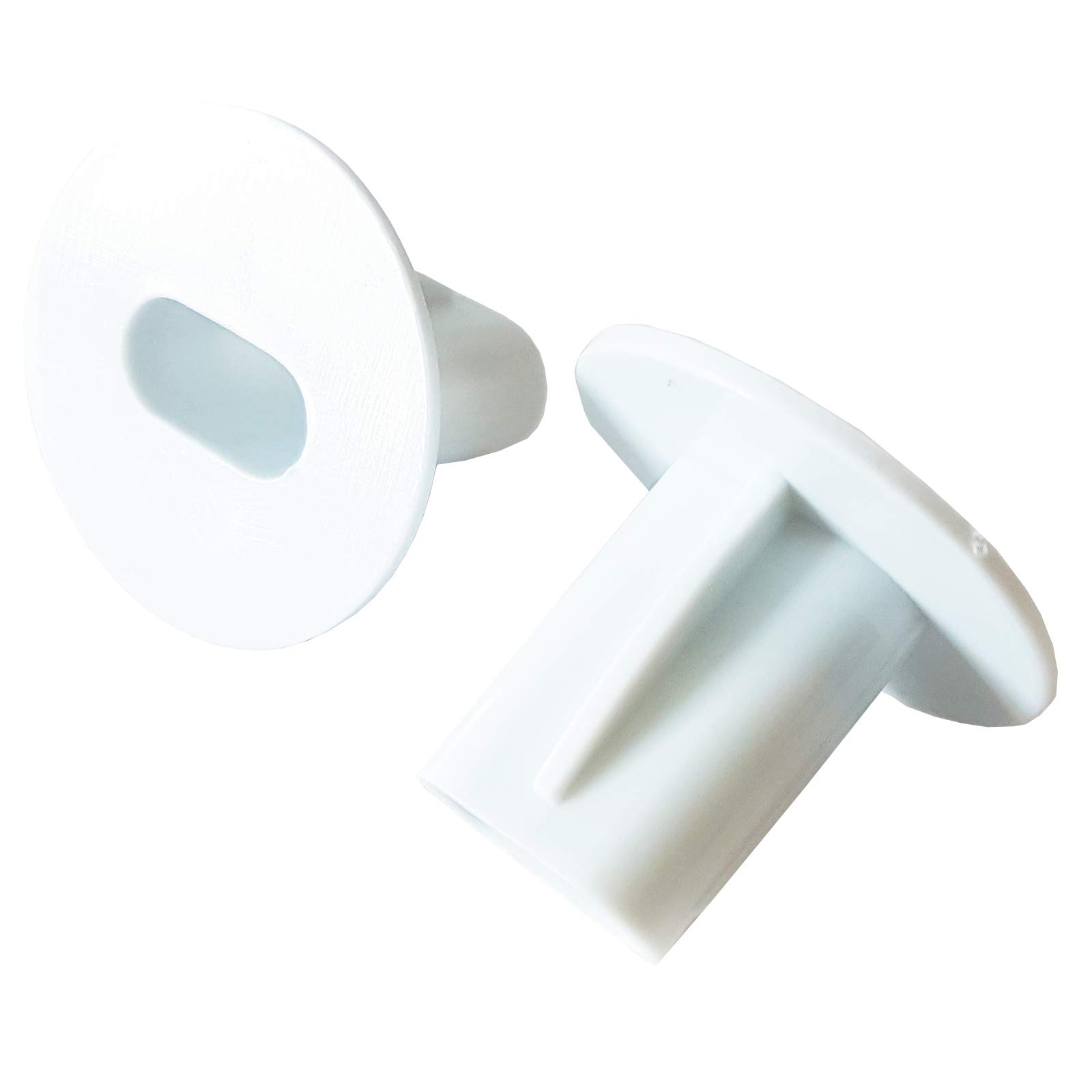 2x 8mm White Twin/Double Shotgun Cable Entry Bushes/Grommets - Feed Through Wall/Brick Cover – Coaxial/Satellite Hole Tidy Plate Caps – CCTV/DVR