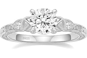 POMODA 1.5 CT Moissanite Engagement Rings for Women D Color VVS1 Clarity 925 Sterling Silver Vintage Moissanite Round Cut Celtic Promise Wedding Band Rings Size 4-10
