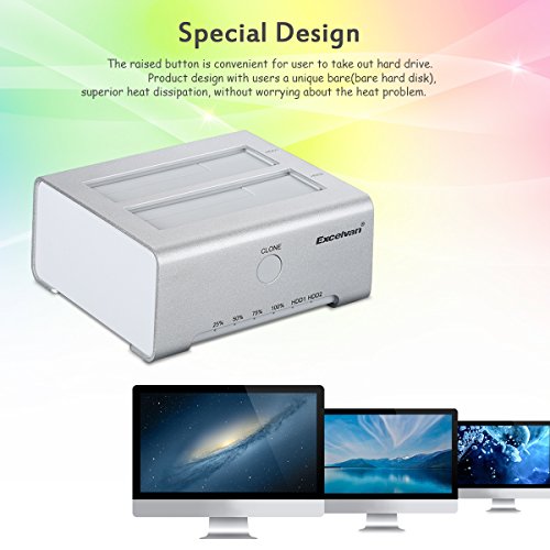 Excelvan USB 3.0 Hard Drive Docking Station with Dual Slots Offline Clone Function for 2.5 Inch & 3.5 Inch HDD SSD SATA (SATA I/ II/ III)