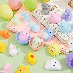 JOYIN 24 PCS Easter Eggs with Animal Mochi Squishy