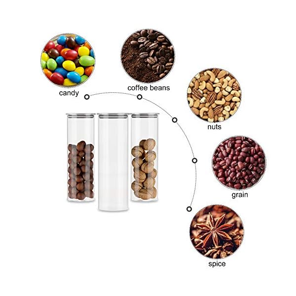 Glass-Jars-Embedo-Glass-Storage-Jars-1400-ml-Airtight-Food-Jars-Set-of-3-Food-Canisters-Kitchen-Canisters-for-Spaghetti-Flour-Coffee-Sugar-Pasta-Glass-Food-Storage-Containers-Set Glass Jars, Embedo Glass Storage Jars 1400 ml Airtight Food Jars Set of 3 Food Canisters Kitchen Canisters for Spaghetti, Flour, Coffee, Sugar, Pasta, Glass Food Storage Containers Set…