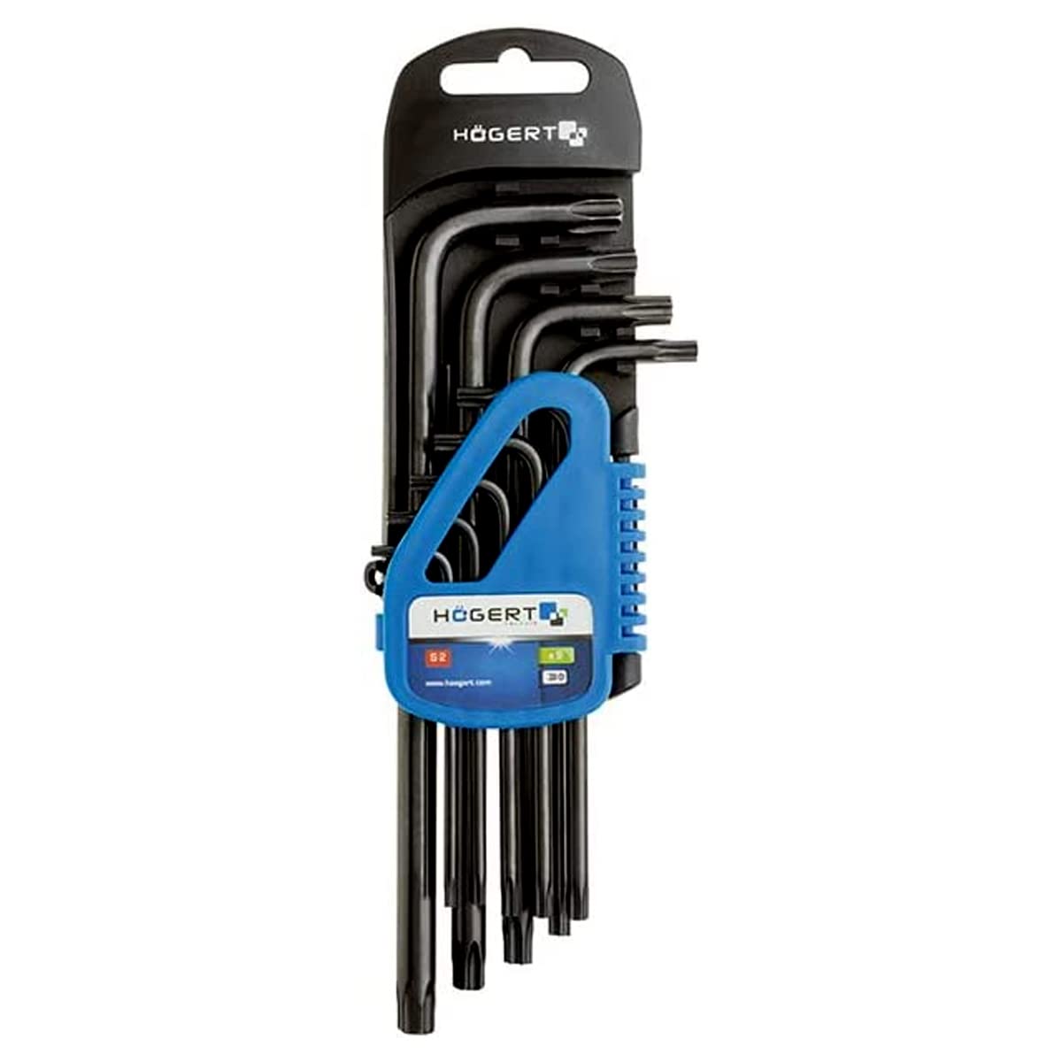Högert Technik - TORX Key I Set of 9 I Sizes T10 to T50 I Made of S2 Alloy Steel I Resistant to Deformation and Abrasion I HT1W816 - Black — image 1