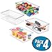 mDesign Plastic Playroom/Game Organizer Box Containers with Hinged Lid for Shelves or Cubbies, Holds Toys, Building Blocks, Puzzles, Markers, Controllers, or Crayons, Ligne Collection, 4 Pack, Clear