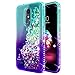 LG K30 Case, Phoenix Plus/Premier Pro LTE /K10 2018 /Xpression Plus/Harmony 2 w/[Tempered Glass Screen Protector], NageBee Glitter Liquid Quicksand Waterfall Floating Sparkle Cute Case -Aqua/Purple