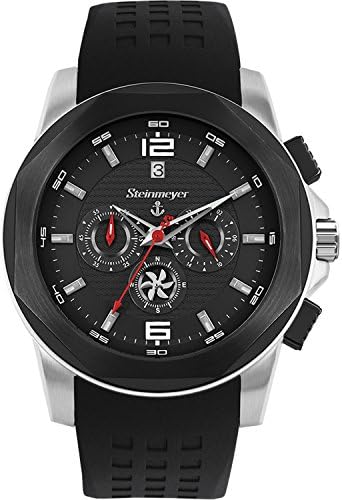 Steinmeyer Men's yachting 44mm Black Polyurethane Band Steel Case Quartz Analog Watch S 032.03.21