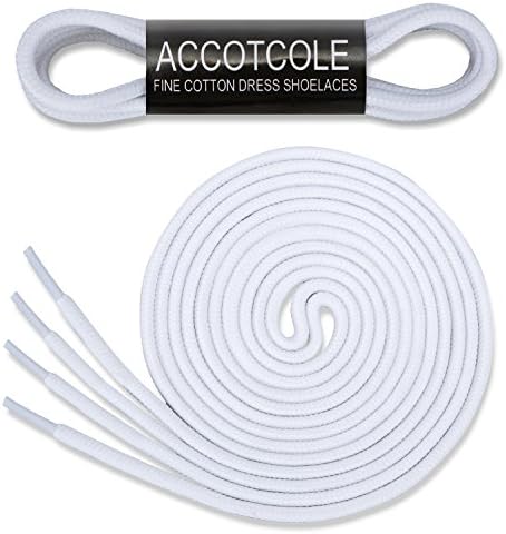 Round Shoelaces [3 Pairs] 5/32" Thick - For Shoes, Sneakers &amp; Boots - By ACCOTCOLE (48“(122cm), White)