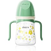 Oberni Toddler Sippy Cup 10oz, Weighted Straw Baby Drinking Water Bottle with Valved Spout for 6+ Months, 300ml/Green/1Pack
