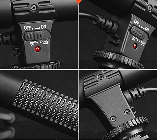 Riqiorod Camera Microphone Mic-01 3.5mm Digital Video on-Camera Recording Microphone for D-SLR Camera Canon EOS Rebel T6i Sony A7R Panasonic Olympus, Black - Thumbnail 5
