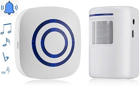 Amazon ワイヤレス人感チャイム インターホン 無線 ドアチャイム チャイム 呼び鈴 お知らせベル ピンポン 送信機１個 受信機1個セット 呼出 音38種類 配線工事不要 電池式 赤外線センサー搭載 動体検知 送信機１個 受信機1個セット インターホン チャイム