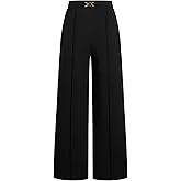 EVAELSS Wide Leg Pants Women Straight Elastic High Waisted Work Slacks Business Casual Pleated Dress Pants Trousers
