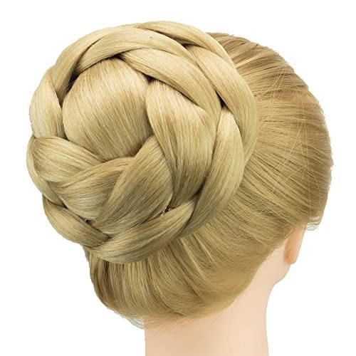 IMISSU Large Size Dancer Braided Chignon Hair Cover, Donut Hairpiece, Scrunchie Hair Bun Wig (Dark Blonde)