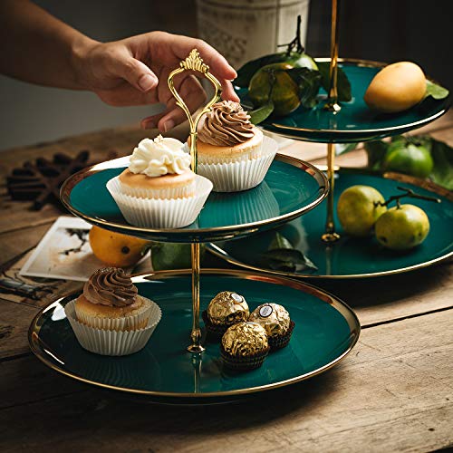 INONE 3 Tier Serving Tray, Tiered Serving Stand, Cupcake Stand Dessert Platter for Tea Party, Wedding - Thumbnail 2