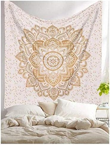 GDONLINE Popular Large Gold Flower Mandala Tapestry Indian Mandala Tapestry Wall Art Hippy Hippie Wall Hanging Bohemian Bedspread Tapestry Twin Tapestry 85X55 Inch Bedspread Thorw Bedding
