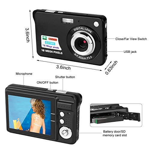 Digital Camera,2.7 Inch HD Camera for Backpacking Rechargeable Mini