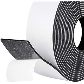 fowong Weather Stripping Foam Tape, 2 Inch Wide X 1/8 Inch Thick X 16 Feet Long Rubber Strips with Adhesive Foam Insulation Tape Window Seal Shock-Absorbing Rattle Gasket Tape 1 Roll