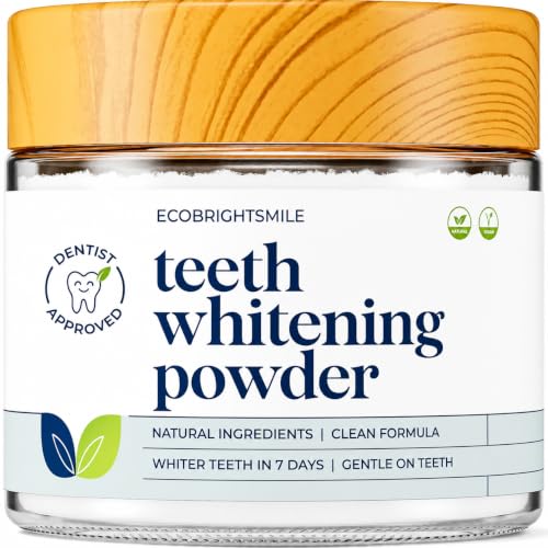 EcoBrightSmile Teeth Whitening Powder – Dentist Approved – Removes Years of Coffee, Tea & Ageing Stains – Enamel Safe Tooth Whitening, Peroxide-Free Stain Remover, Teeth Whitener with Hydroxyapatite