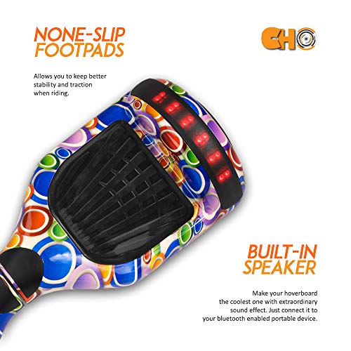 CHO Electric Smart Self Balancing Scooter Hoverboard Built-in Speaker LED Wheels Side Lights- UL2272 Certified (-Colorful Circle)