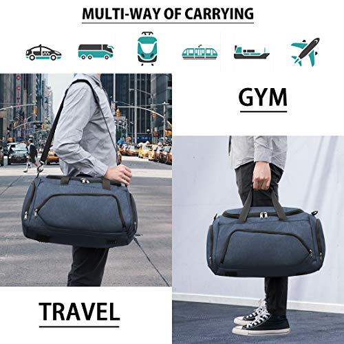 NUBILY-Sporttasche-Herren-Reisetasche-Weekender-mit-Schuhfach-Grosse-Damen-Wasserdicht-Fitnesstasche-Gym-Sport-Trainingstasche-Tasche-Shopping-Urlaub-fuer-Maenner-und-Frauen-40L