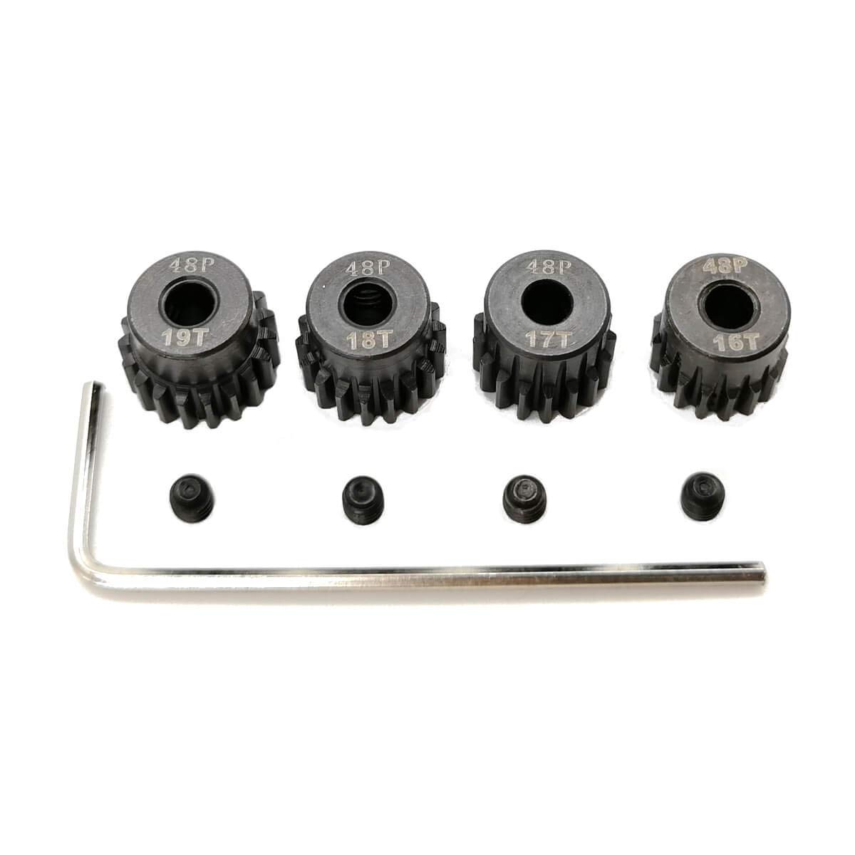 MakerDoIt 48DP 16T 17T 18T 19T Pinion Gear Hardened with Hex Key for 3.175mm Shaft RC Motor