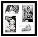 12x12 Inch Black Collage Picture Frame; Made to Display 4 Photos: Two 4x6 Inch Pictures and Two 5x7 Pictures with Mat