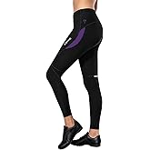 Santic Women's Bike Pants 4D Padded Cycling Tights High Waisted Bicycle Trousers with Pockets Biking Apparel UPF 50+