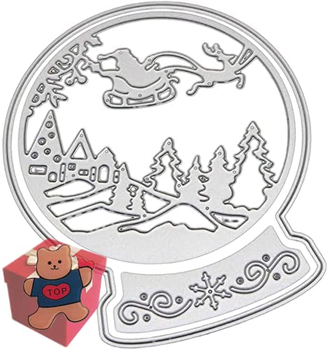 Christmas Sleigh Tree Metal Cutting Dies，Napacoh Christmas Metal Template Molds Decoration Embossing Stencils for DIY Scrapbooking Album Decorative Embossing Paper Die Card Making+Cute Brooch Pin — image 1