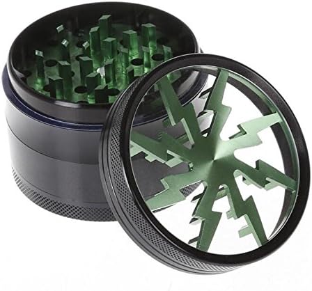 Aluminum Alloy Leaf Pattern Grinders Plastic Stickers Manual Tobacco Grinder Portable Smoke Detector Four Layer Tobacco Case Box Tools by scoutBAR(Green)