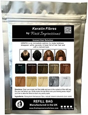 100% Natural Keratin Hair Fibre Refill For Hair Loss - Alopecia & Chemotherapy (300g, Dark Brown)