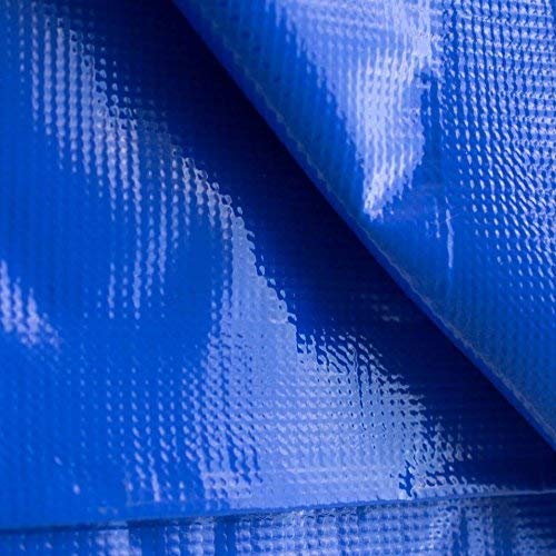 12-Foot by 16-Foot Multi-Purpose 100% Waterproof Blue Heavy Duty PVC Vinyl Tarp Cover 12 Mil Thickness for Inflatables, Tents, and Weather Protection