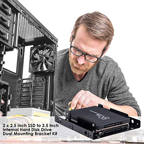 SSD/HDD Mounting Bracket Kit, 2.5 inch to 3.5 inch Metal Hard Disk Drive Holder Adapter Rack Tray Bay with SATA Data Cables and Power Cables