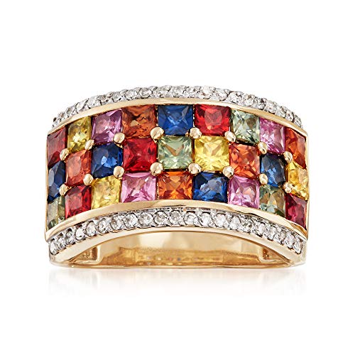 Ross-Simons 3.60 ct. t.w. Multicolored Sapphire and .21 ct. t.w. Diamond Ring in 14kt Yellow Gold