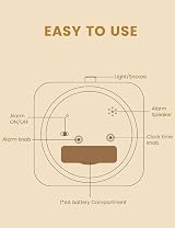 aboveClock Wooden Alarm Clock Silent Non Ticking Bedside Snooze Night Light view 4