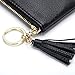 Aladin Wide Coin Change Purse Wallet with Key Ring & Leather Tassels Zip Tab Black