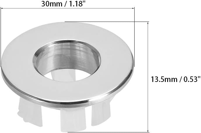 sourcing map Sink Basin Trim Overflow Cover Copper Insert in Hole Round Caps Silver Tone 3Pcs - Image 3