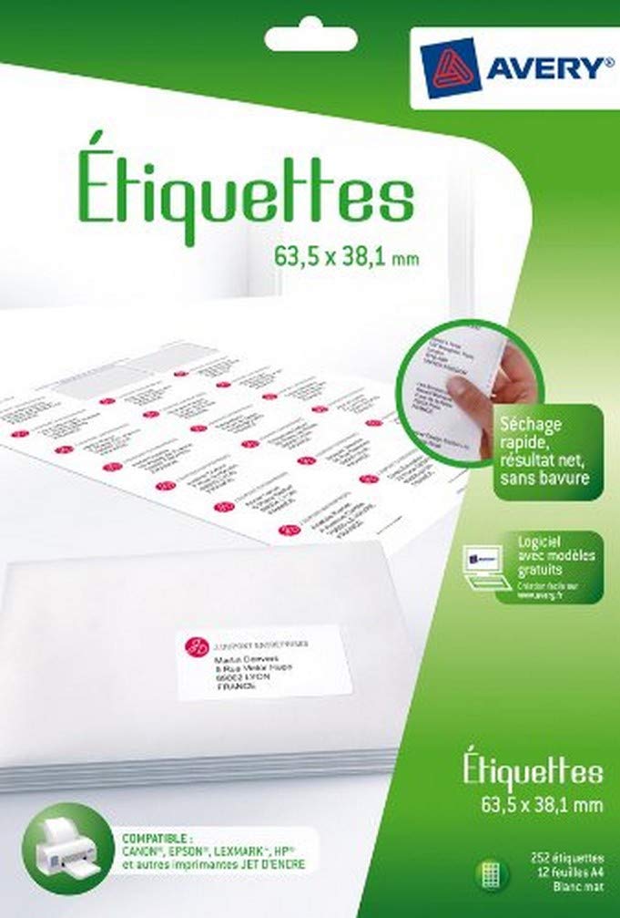 Avery 252 Address Labels 63.5 x 38.1 mm