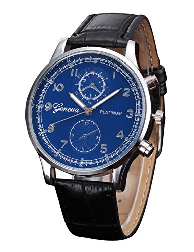 Mens Analog Quartz Watch,POTO Leather Band On Clearance Retro Alloy Dress Wrist Watch Gift Watches RY-338 (black)