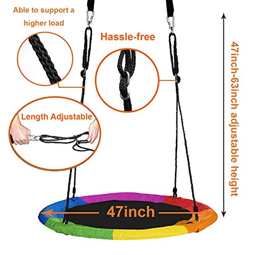 Nestschaukel Tellerschaukel 120cm Garten-Schaukel Kinderschaukel für Kinder und Erwachsene mit Wimpel (Bunt 120cm) – Bild 7