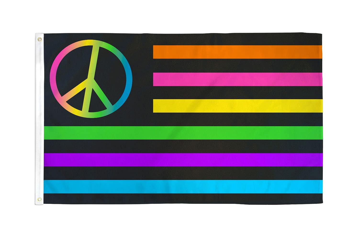 AZ FLAG - Neon Usa Peace Flag - 2x3 Ft - 100D Polyester American Banner with Two Metal Grommets - Fade Resistant - Vivid Colors - 2' x 3' Feet - 90x60 Cm