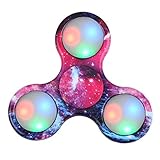 Newest LED Light UP Glow Tri-Spinner Hand Spinner Fidget New Style Toy, EDC ADHD Focus Stress Reducer Relieve Anxiety Autism (C)