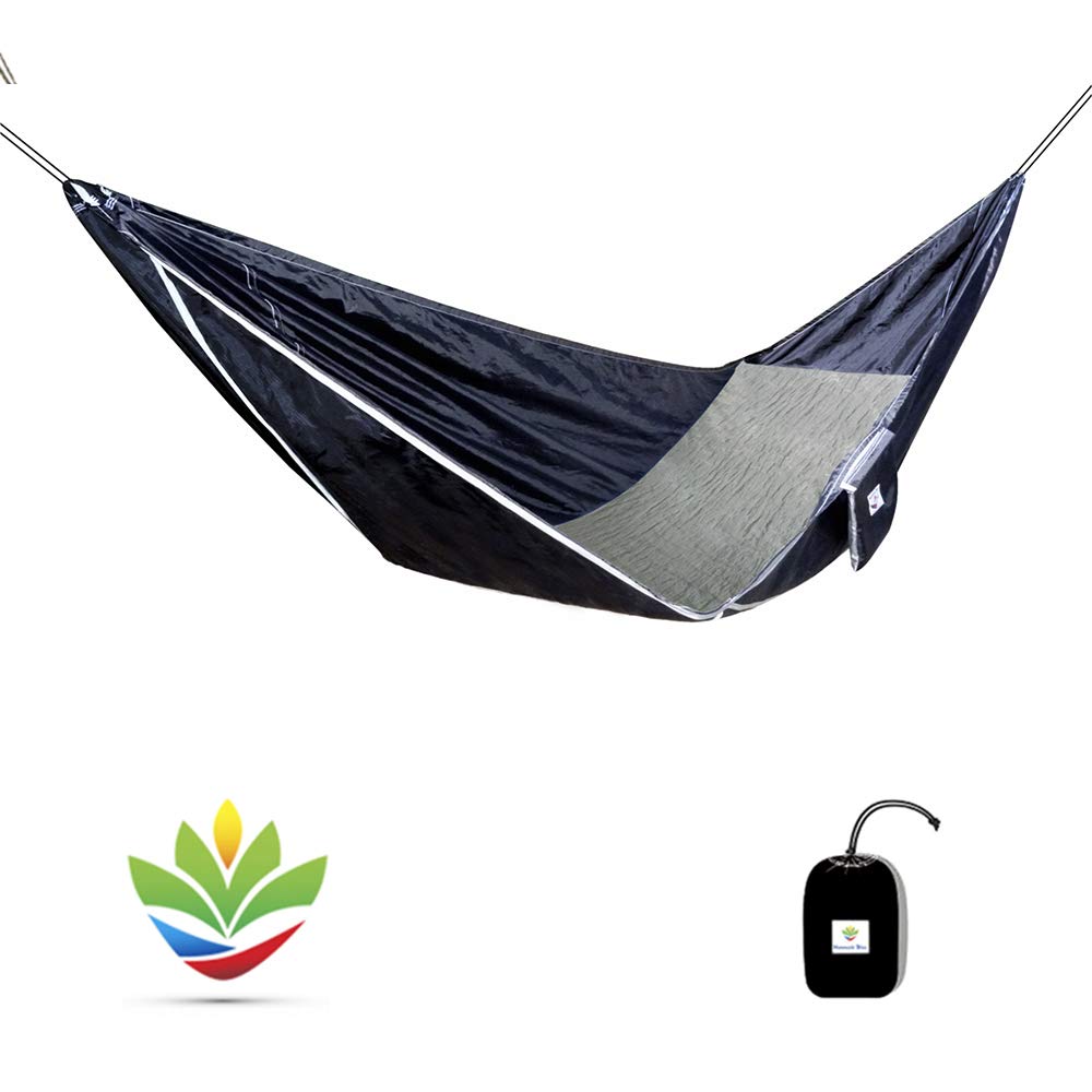 Hammock Bliss Sky Bed - Hangs Like A Hammock, Sleeps Like A Bed - Asymmetrical Design Hammock Tent With Integrated Inflatable Pad Sleeve for a Lay Flat & Insulated Camping Hammock Sleeping Experience