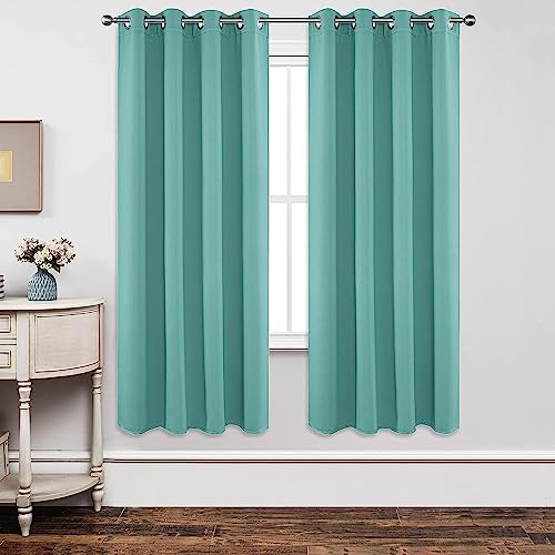 Joydeco Blackout Curtains 84 inch Length 2 Panels Set, Thermal Insulated Long Curtains & Drapes 2 Burg, Room Darkening Grommet Drapes for Bedroom Living Room Windows (W42 x L84 Inch, Teal Blue)
