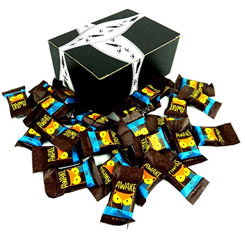 AWAKE Caffeinated Milk Chocolate, 0.53 oz Bites in a BlackTie Box (Pack of 30)